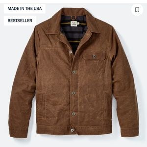 Huckberry flint and tinder-flannel-lined waxed trucker jacket